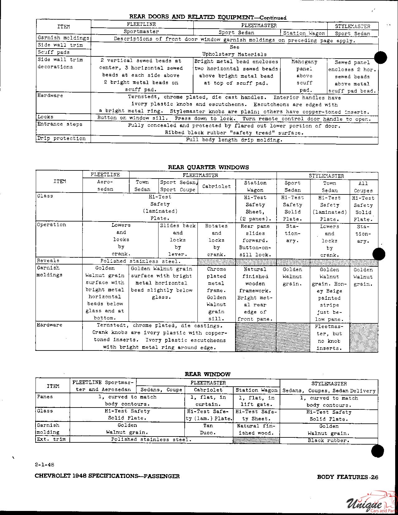1948 Chevrolet Specifications Page 14